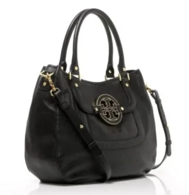TORY BURCH  Black Leather Amanda Shoulder Bag with Crossbody Strap - Image 1 of 4