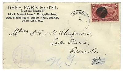 DEER PARK, MD ~ Deer Park Hotel, Owned by Balto. & Ohio RR ~ Adv. Cover 1898 - Image 1 of 2