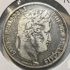 France 1834 W Silver Five 5 Francs VF / XF Condition Coin Louis Philippe I - Picture 1 of 12