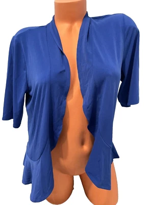 Susan Graver S Liquid Knit Elbow-Sleeve Peplum Shrug Speedboat Blue - Image 1 of 4