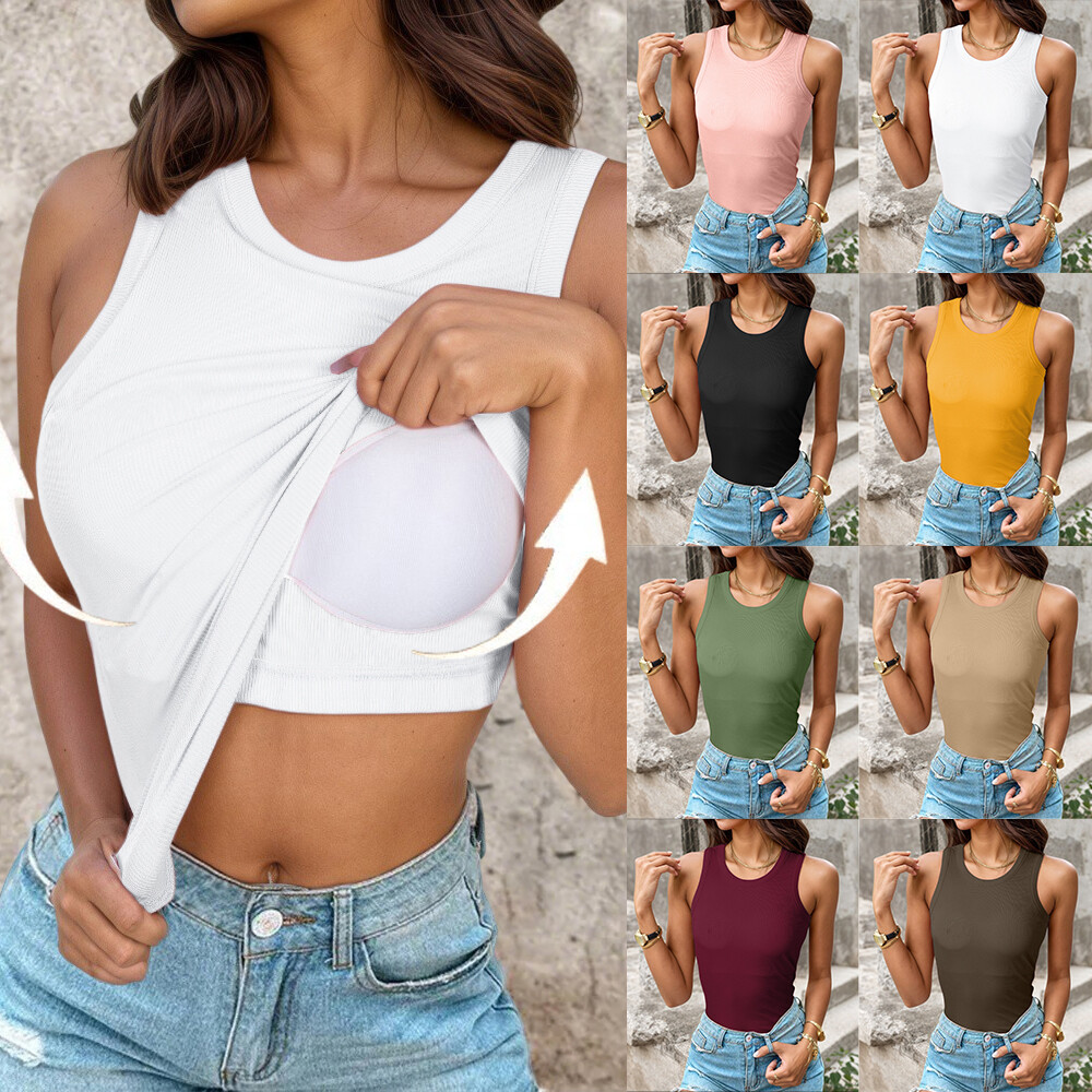 Camisetas Sin Mangas De Entrenamiento Para Mujer Con Brasier Integrado, Camisetas De Yoga Con Espalda Cruzada, Z57# Bluesnake