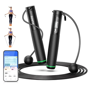 9FT Adjustable Smart Jump Rope with Count Time Calorie Analysis , Black - Picture 1 of 12