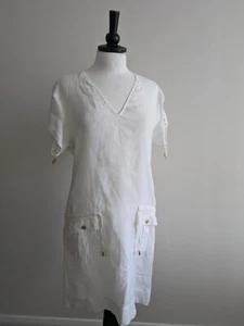 Heidi Klein White Linen Summer Dress Size 3 UK 12 - Picture 1 of 6