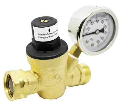 RV Water Pressure Regulator Valve Brass Lead-Free Adjustable Pressure Reducer - Image 1 of 3