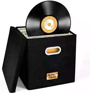 Vinyl Schallplatten Aufbewahrungsbox für bis zu 50+ 12 Zoll Alben, Schallplattenkiste, LP Album S - Bild 1 von 4