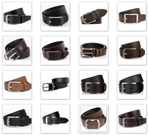 Mens Leather Belt Designer Dress Belts Buckle Adjustable Black Brown - Picture 1 of 38
