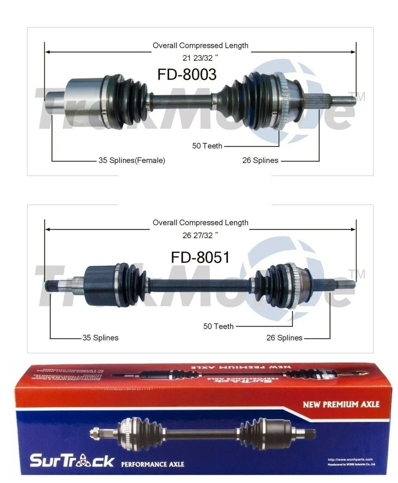 For Ford Taurus Mercury Sable 86-03 FWD Set of Front CV Axle Shafts SurTrack Set - Image 1 of 1