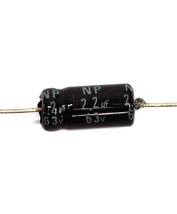 20pc No Polarize NP Electrolytic Capacitor NPT Axial 2000hr +105℃ 2.2uF 63V ±20% - Picture 1 of 3
