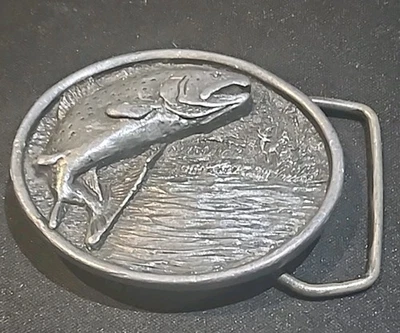  Hebilla de cinturón de trucha Bergamot Brass Works E-L143 1983 vintage Foto 1 de 4