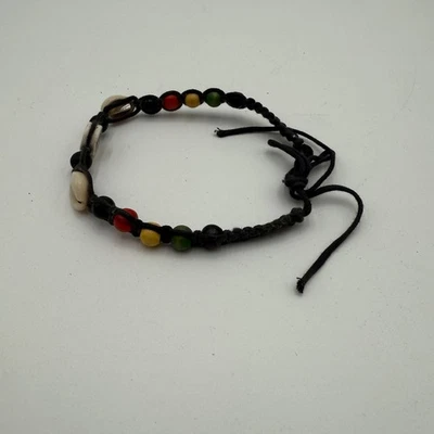 Pulsera Macramé Rasta Surfer Estilo Cáñamo Cowrie Conchas Cuentas Reggae Jamaicano Foto 1 de 2