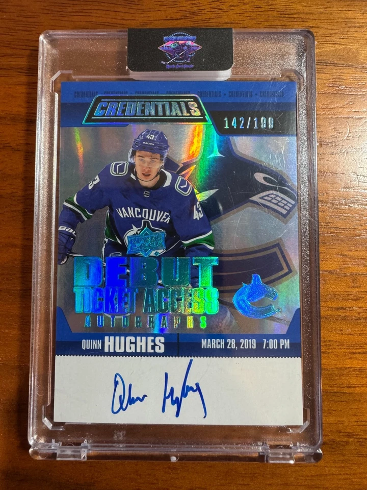 QUINN HUGHES - 2019 Upper Deck Credentials Debut Ticket Auto RC #RTAA-QH, /199 - Image 1 of 1