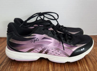 Zapatilla deportiva para mujer Ryka 9,5 negra púrpura Devotion Plus 3 liviana Foto 1 de 4