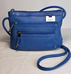 Tignanello Pebble Leder Blau Organizer Crossbody/Schultertasche - Bild 1 von 20