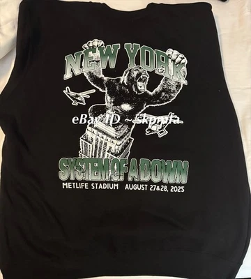 SYSTEM OF A DOWN Crew Sweatshirt 💯 Official Merch MetLife NYC Size XL 🦍 - Image 1 of 3