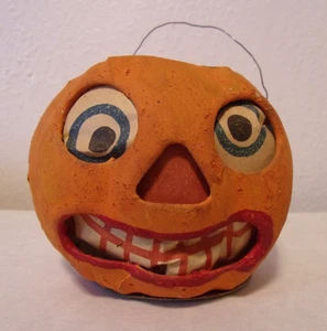 VINTAGE HALLOWEEN JOL JACK O' LATERNE PAPPMACHÉ BREI DEUTSCHLAND 2 1/2" GROSS SCHÖN - Bild 1 von 10