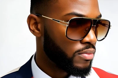 Men's Designer Sunglasses Shield New Gold White Metal Frame Retro Square Grand - Image 1 of 4