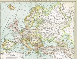 Mapa político de EUROPA 1894 gráfico original - Imagen 1 de 1