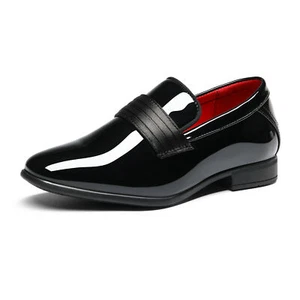 Boys Oxford Shoes Classic Dress Shoes Youth Church Wedding Slip On Loafers - Picture 1 of 12
