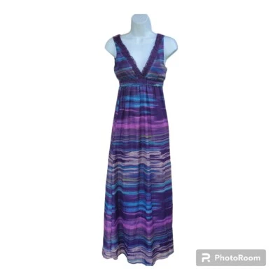 Eyelash Couture Purple Striped Sleeveless Maxi Dress Size XS Reg $50.00 - Image 1 of 4