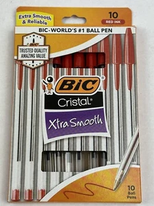 BIC Cristal Xtra Smooth Stic Ball Pen 1.0 mm Red 10 Pack - Picture 1 of 2