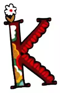 moda letter k fabric applique iron on handmade not embroidered flower - Picture 1 of 2
