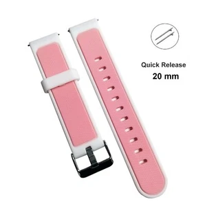 Correa De Silicona Relojes Deportivos - Smartwatch - 20 mm - Rosa Y Blanca - Imagen 1 de 4