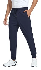 Men's Lightweight Jogger Pants Quick Dry Hiking Pants with 3 Zipper Pockets - Picture 1 of 6