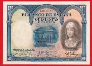 500 Pesetas, 1927 ''Isabel la Catolica'' - Picture 1 of 2