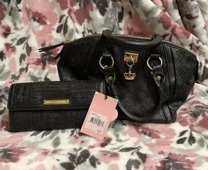 Juicy Couture Purse Bag Satchell Black Liquorice Fame With Matching Wallet - Picture 1 of 9