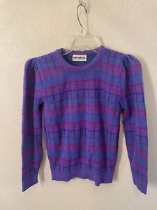 VTG Knitwaves 70s 80s Long Sleeve Purple Sweater Women's Medium