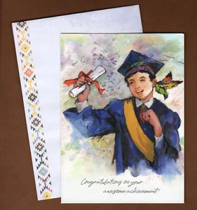 St. Labre Indian School Graduation Card, Congratulations, Greeting, Boy, Blue - Picture 1 of 4