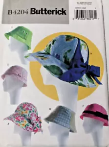Butterick 4204 Misses Summer Hats S-21-1/2" M-22-1/2" L-23-1/2" Sewing Pattern - Picture 1 of 3