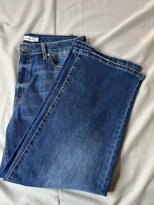 Pantalones de mezclilla Rebecca Minkoff cintura alta elásticos pierna ancha índigo nuevo con etiquetas precio de venta sugerido por el fabricante 198 USD talla 10P Foto 1 de 4