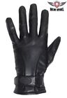 Black Full Finger Leather Motorcycle Biker Riding Gel In Palm Gloves