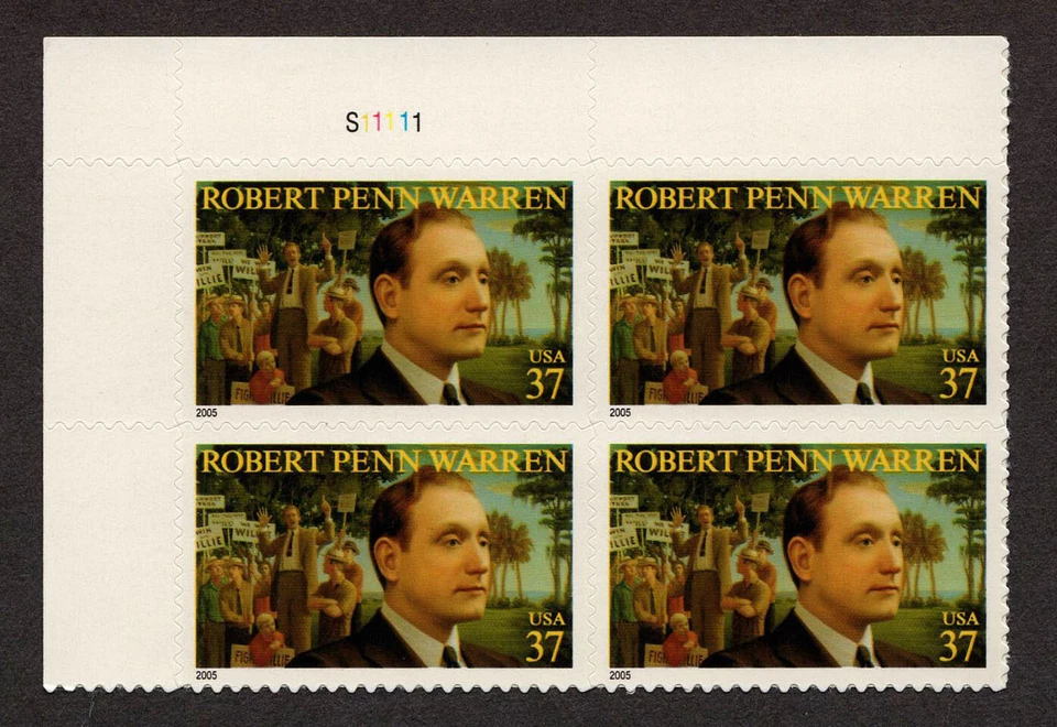 UNITED STATES, SCOTT # 3904, MNH PLATE BLOCK - ROBERT PENN WARREN, YEAR 2005 - Image 1 of 1