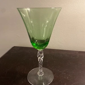 FOSTORIA GREEN WATER GOBLET - Picture 1 of 3