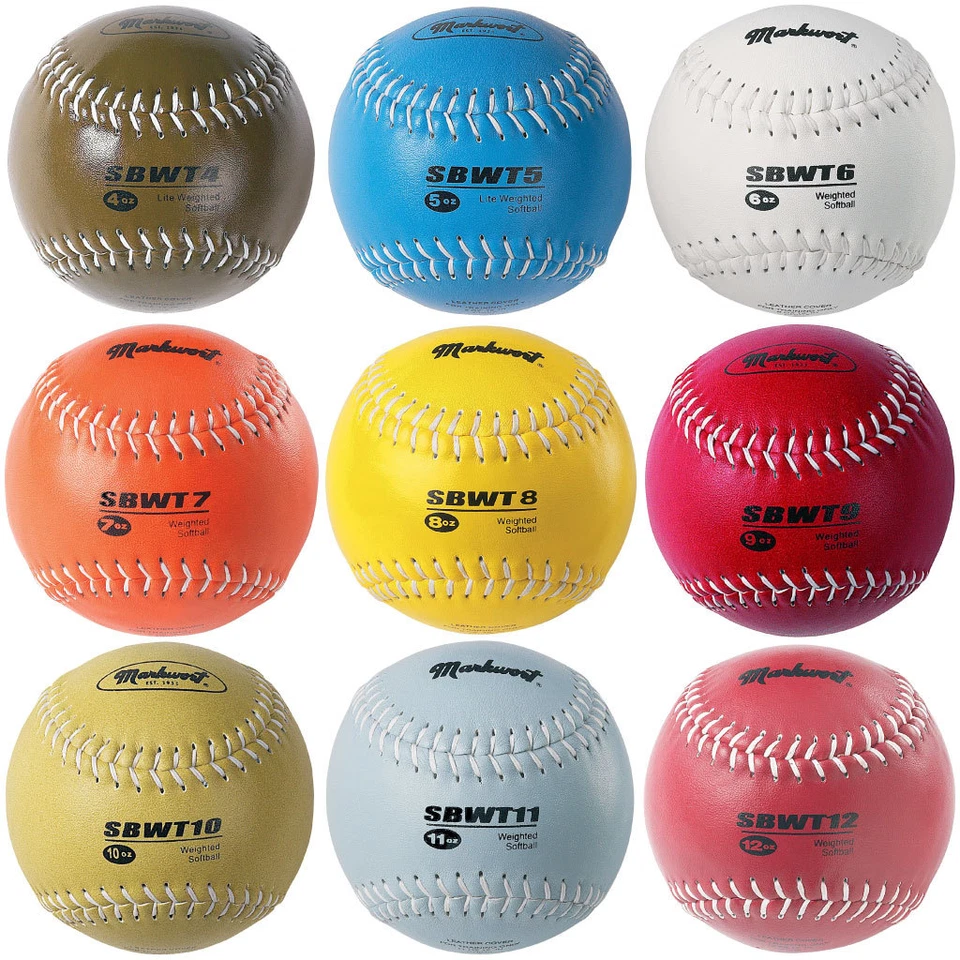 Bola de treino Markwort ponderada 12" softbol couro leve treinamento SBWT - Imagem 1 de 1