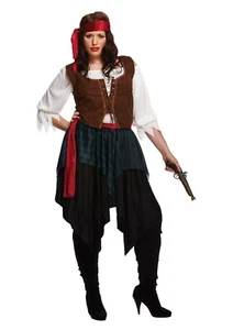 Womens Ladies Caribbean Pirate Buccaneer Fancy Dress Costume 10-12 14-16 - Picture 1 of 4