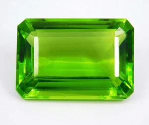 "Certified 60.45 Ct Natural Green Peridot Emerald Cut Loose Gemstone Flawless - Picture 1 of 12
