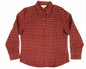 Appleseeds Petite Women’s Orange Checkered Long Sleeve Button Up Shirt Sz 12P - Picture 1 of 8