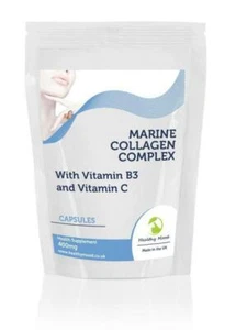 Collagene Marino 400mg con Vitamina B3 Vitamina C 90 Capsule HM - Foto 1 di 2