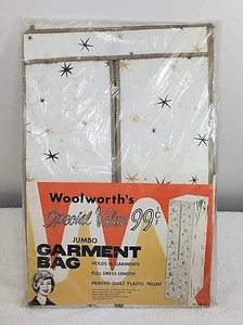 Bolso de ropa colgante de 16 artículos Woolworth's Jumbo vintage nuevo de stock - diseño Starburst - Imagen 1 de 7