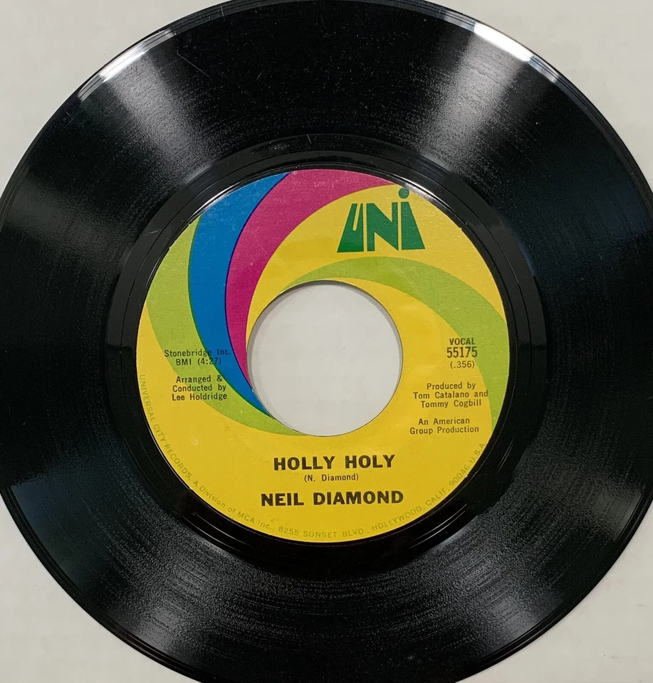 45 rpm Vintage 7” Vinyl Single Hit Record Neil Diamond - Holly Holy - Image 1 of 1