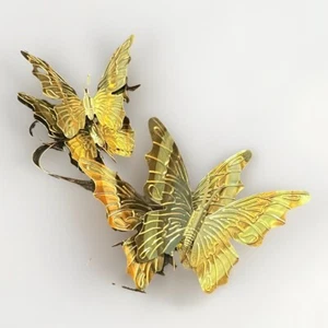 Vintage Home Interiors Schmetterlinge Gold Messing Ton Blumen Plektren 5er Set Neu im Karton - Bild 1 von 9