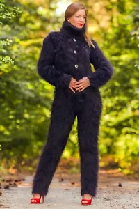 Maglione mohair mohair collo tute nero turtleneck, body spesso sfocato di SuperTanya - Foto 1 di 10