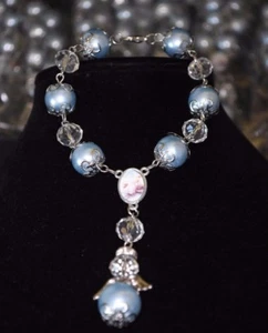 10 X ROSARY BRACELETS BLUE BAPTISM PARTY FAVORS ROSARIOS RECUERDOS BAUTIZO AZUL - Picture 1 of 8