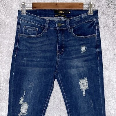 Lucky & Blessed womens distressed skinny ankle jeans size 4 stretch med wash - Image 1 of 4