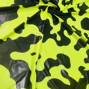 Printed Neon Yellow Abstract Fabric 4-Way Stretch Spandex by Yard for Activewear - Picture 1 of 7