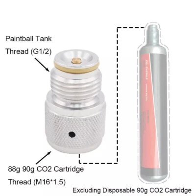 Adaptador de CO2 para cartucho de CO2 desechable 88G 90G a tanque de rosca G1/2-14 Foto 1 de 4