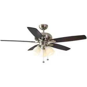 Hampton Bay Rockport 52 in. Indoor LED Brushed Nickel Ceiling Fan w/Light Kit - Picture 1 of 8